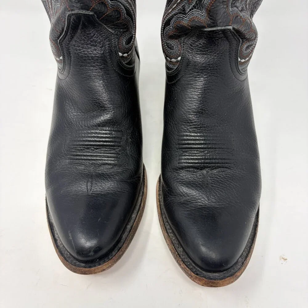 Ariat Black Western Cowboy Boots with Brown Accents - Picture 3 of 11